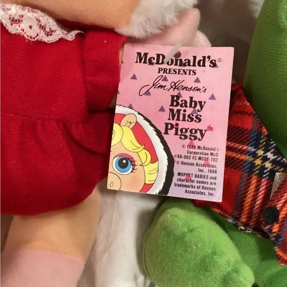 McDonald's 1987 Holiday Miss Piggy & Kermit Plush Duo. NWT original - Picture 4 of 9